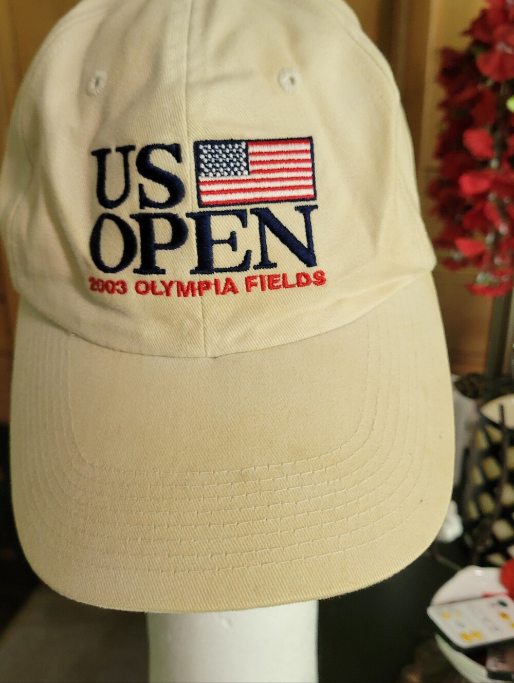 US Open 2003 Olympia Fields Baseball Cap - Cream with Flag Embroidery